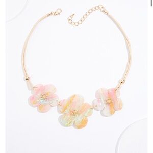 Pink and Orange Floral Necklace with Adjustable Chain